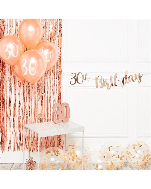 30th Birthday Rose Gold Decoration Kit - Deluxe