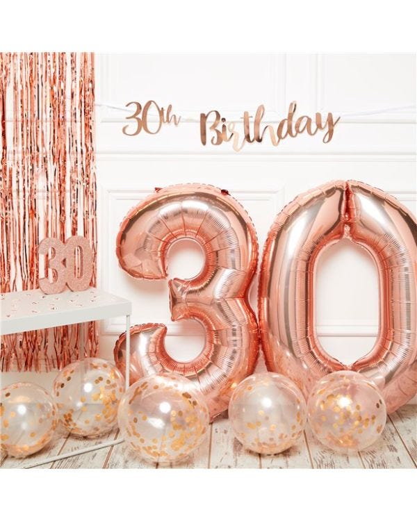 30th Birthday Rose Gold Decoration Kit - Premium