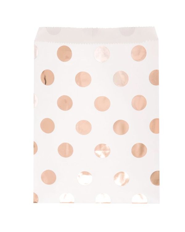 Rose Gold Dot Paper Treat Bags (8pk)
