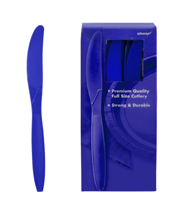 Royal Blue Reusable Plastic Knives - 100pk