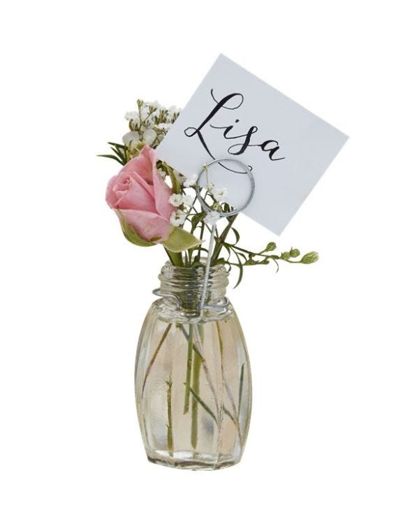 Rustic Country Glass Place Card Holders - 11cm (4pk)