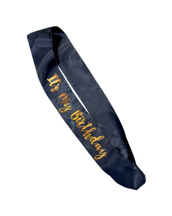 Navy Its My Birthday Sash