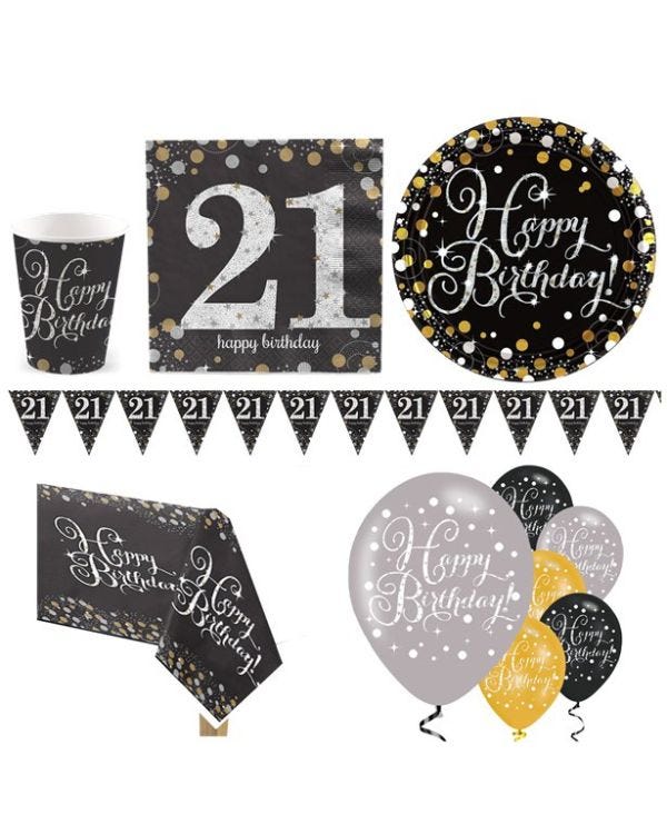 Sparkling Celebration 21st Birthday Party Pack - Deluxe Party Pack For 16
