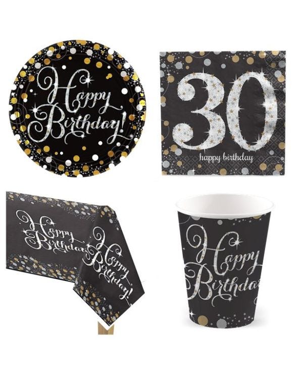 Sparkling Celebration 30th Birthday Party Pack - Value Pack For 8