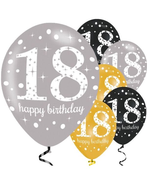 Sparkling Celebration 18th Birthday Balloons - 11&quot; Latex (6pk)