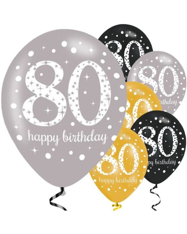 Sparkling Celebration 80th Birthday Balloons - 11&quot; Latex
