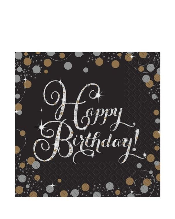 Sparkling Celebration Happy Birthday 2ply Paper Napkins - 33cm (16pk)