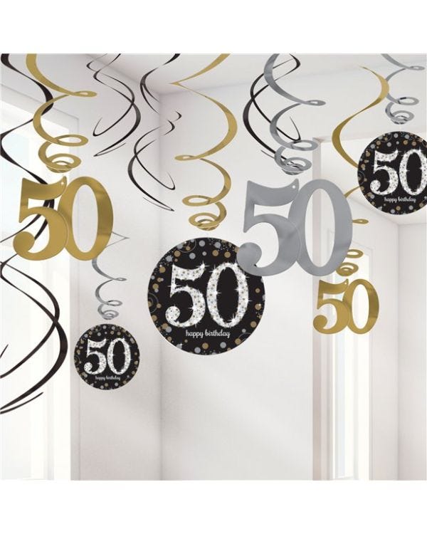 Sparkling Celebration 50th Birthday Hanging Swirls - 45cm