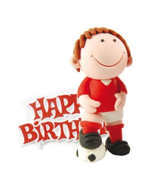 Red Footballer Cake Topper Figure