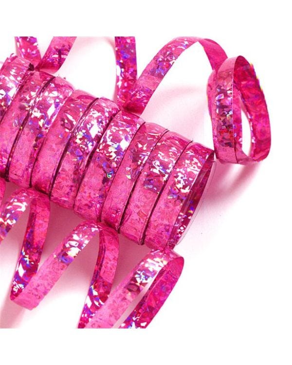 Hot Pink Holographic Streamers - 10 coils