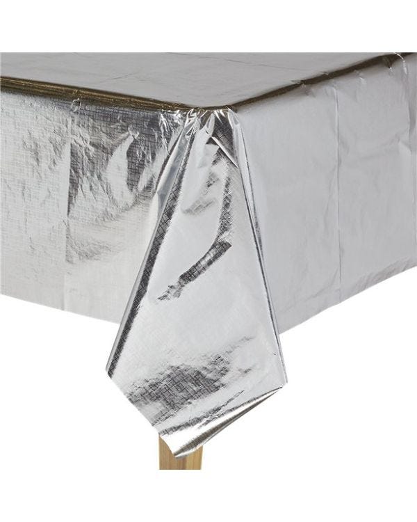 Silver Metallic Paper Table Cover - 1.8m x 1.2m