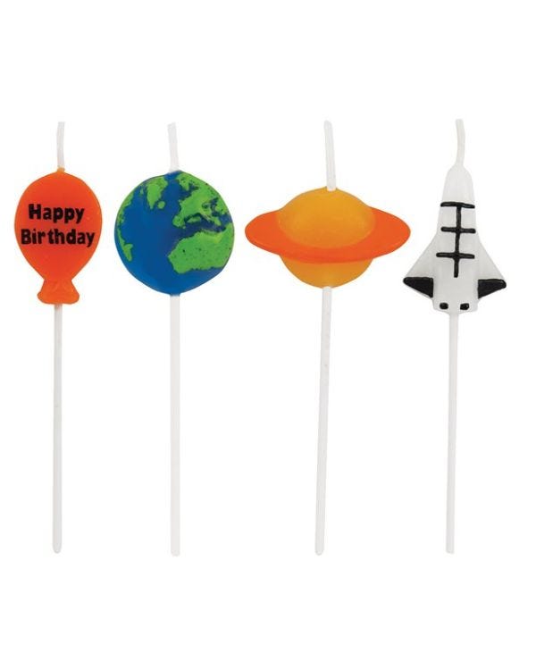 Space Blast Party Candles - Novelty Shaped Pick Candles (4pk)