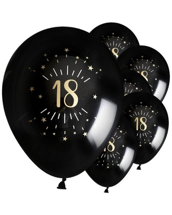Sparkling Gold 18th Balloon - 11&quot; Latex (6pk)