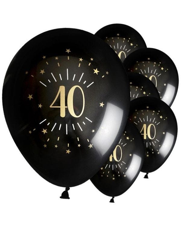 Sparkling Gold 40th Balloons - 9&quot; Latex (6pk)