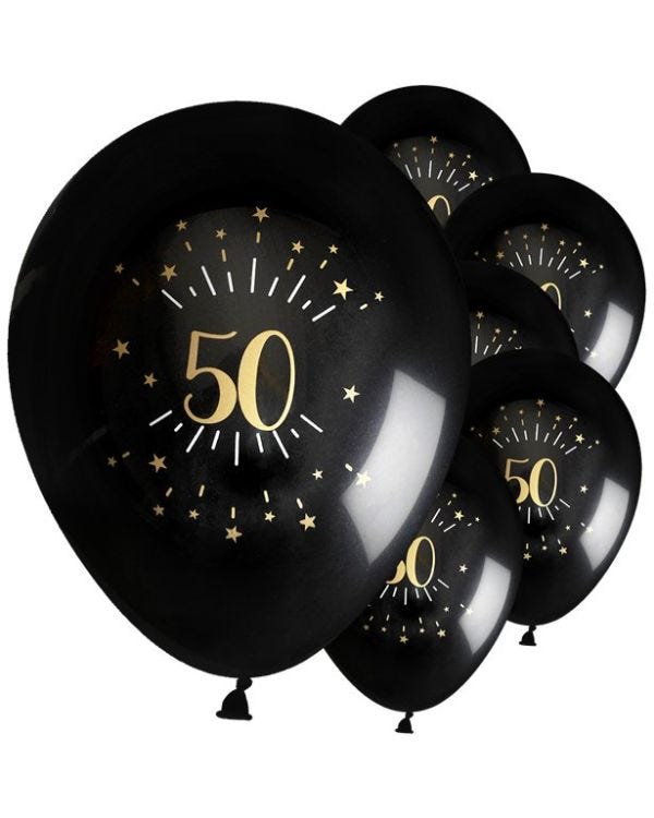 Sparkling Gold 50th Balloon - 11&quot; Latex (6pk)