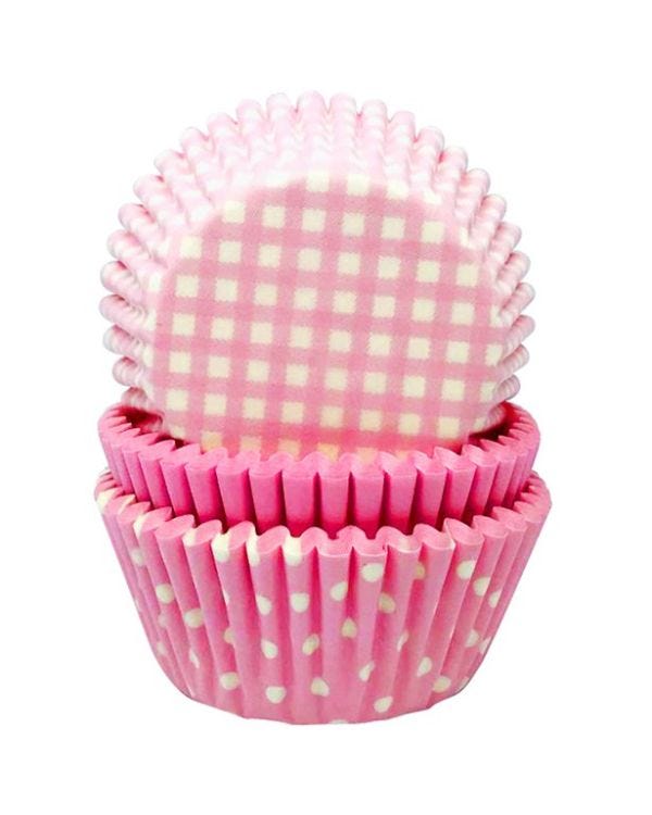Light Pink Patterned Cupcake Cases - 5cm (75pk)