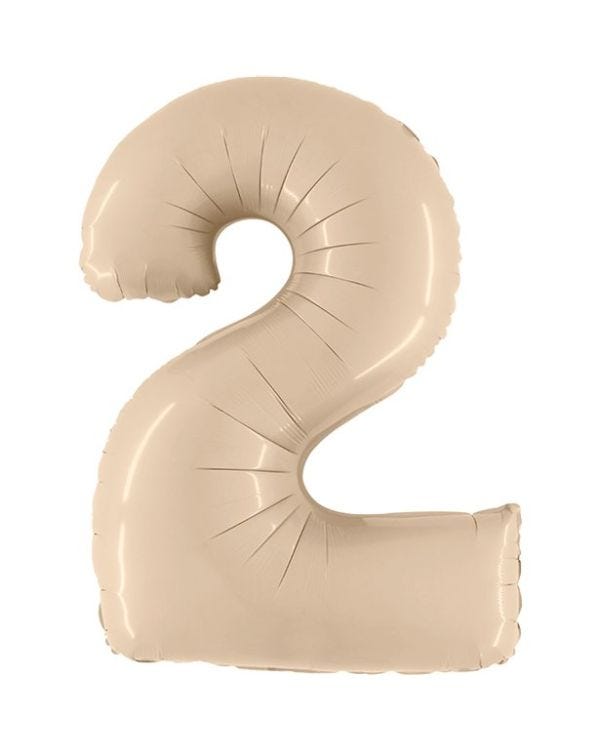 Number 2 Satin Cream Foil Balloon - 40&quot;