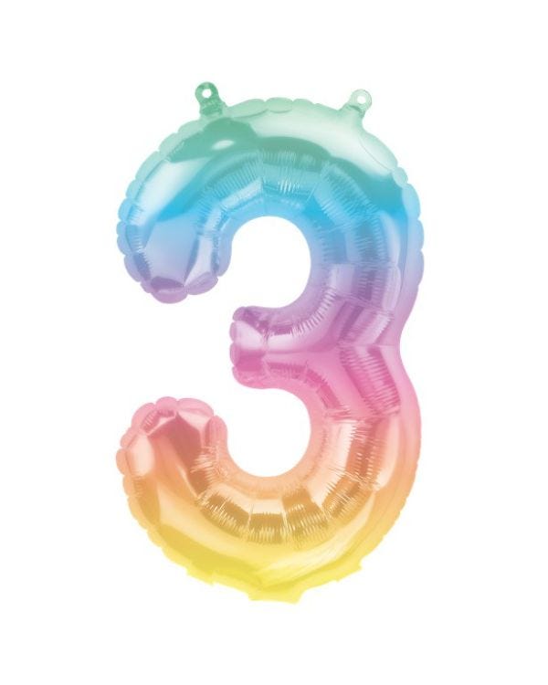 Pastel Ombre Number 3 Balloon - 16&quot; Foil