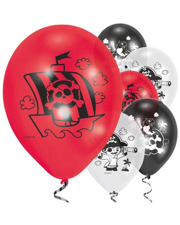 Captain Pirate Balloons - 9&quot; Latex (6pk)