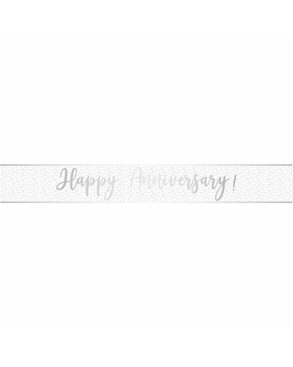 Happy Anniversary Silver Foil Banner