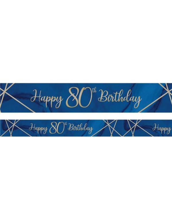 Navy &amp; Gold Geode &#039;Happy 80th Birthday&#039; Foil Banner - 2.74m