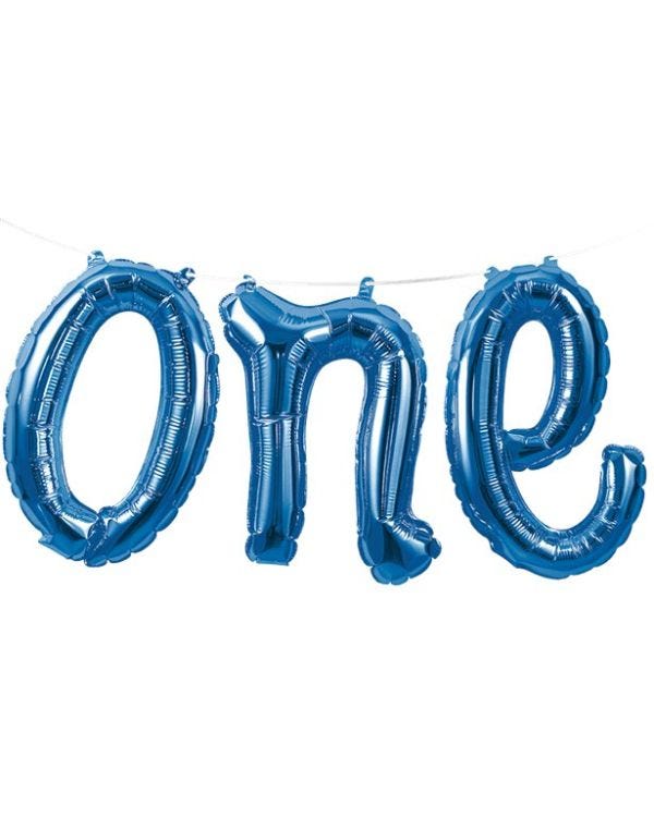 Age One Blue Phrase Balloon Bunting - 12&quot; Foil