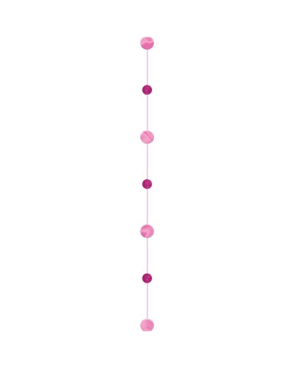 Pink Glitter Paper Circles Balloon Tail - 1.8m