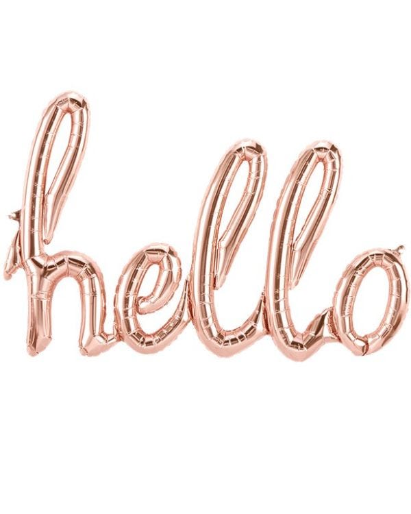 Hello Rose Gold Script Phrase Balloon - 47&quot; Foil