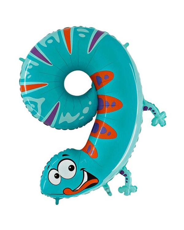Gecko Number 9 Balloon - 40&#039;&#039; Animaloon Foil