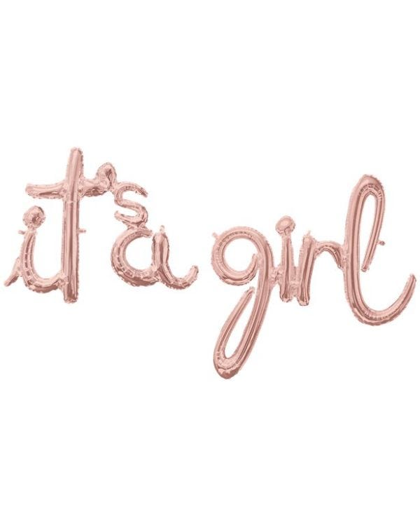 Rose Gold It&#039;s A Girl Phrase Balloon - 56&quot; Foil