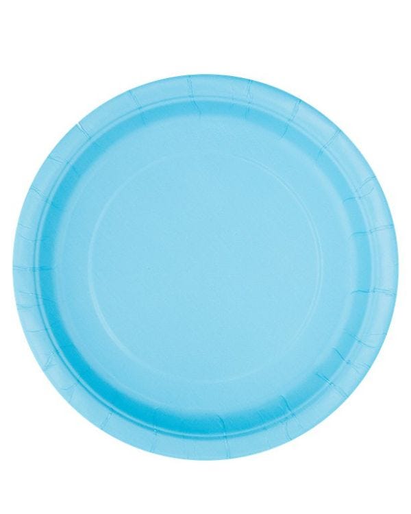 Baby Blue Paper Plates - 22cm (8pk)