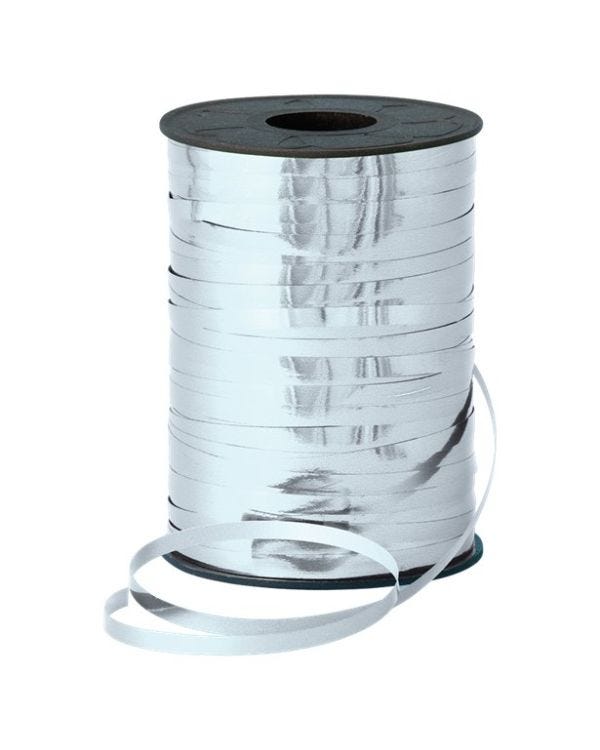 Silver Metallic Curling Balloon Ribbon - 250m