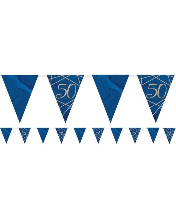 Navy &amp; Gold Geode 50th Birthday Paper Bunting - 3.7m