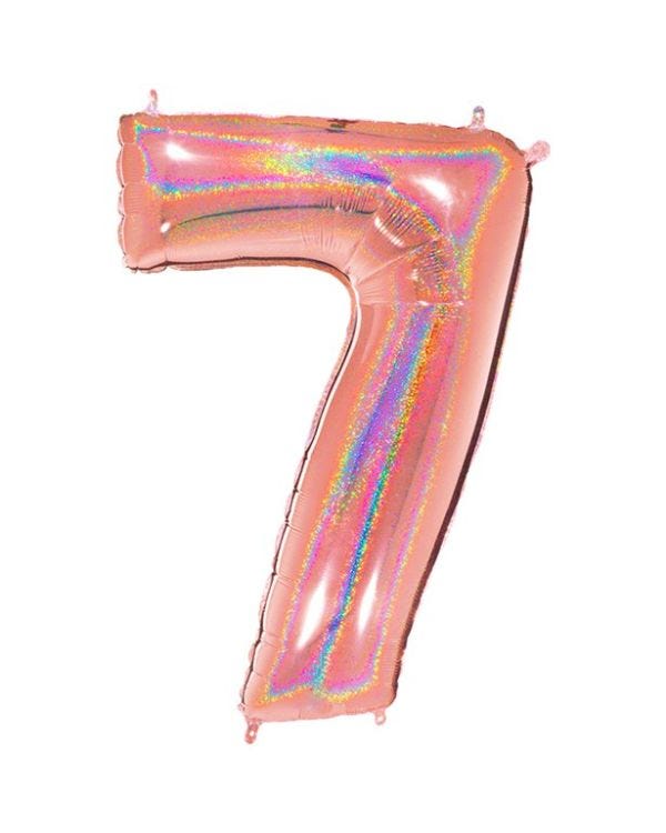 Number 7 Glitter Rose Gold Foil Balloon - 40&quot;