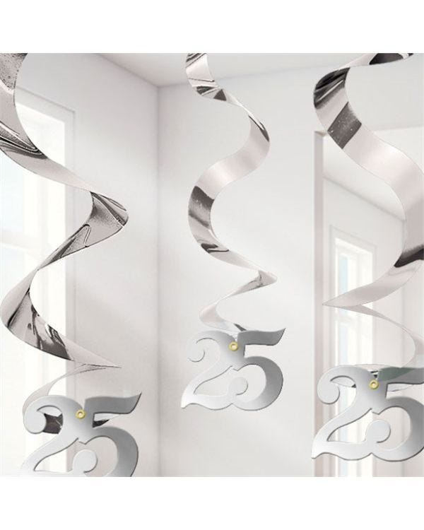 25th Anniversary Hanging Swirls - 60cm (5pk)