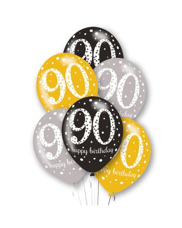 Age 90 Latex Balloons - 11&quot; (6pk)