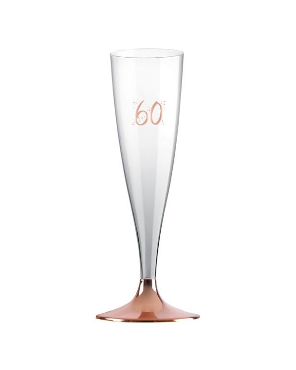 60th Rose Gold Champagne Flutes - 140ml