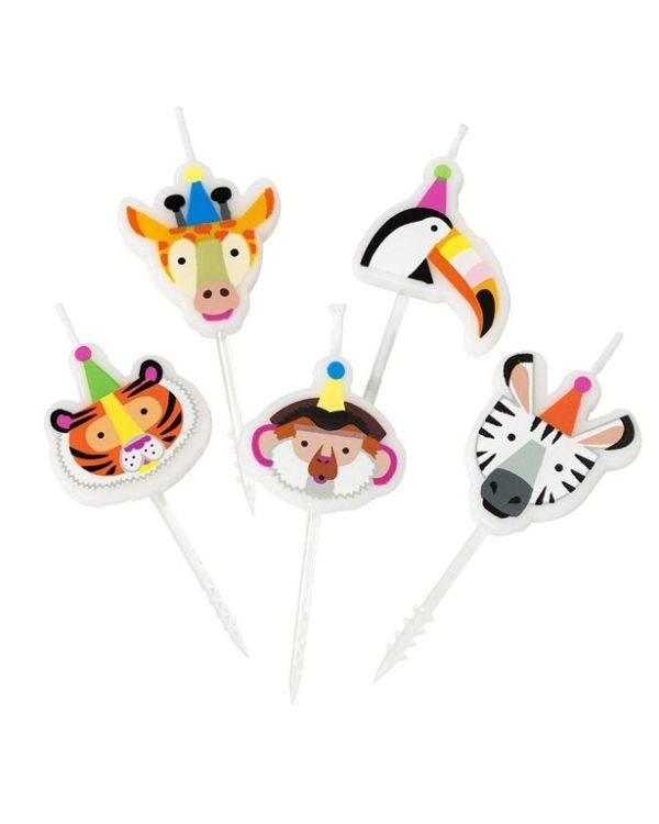 Party Animals Shaped Cake Candles - 6.7cm (5pk)