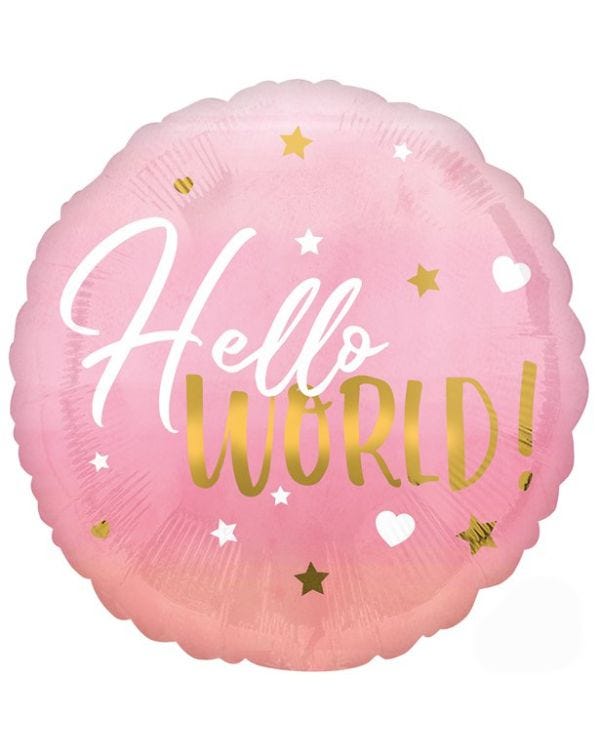Pink Hello World Baby Arrival Foil Balloon - 18&quot;