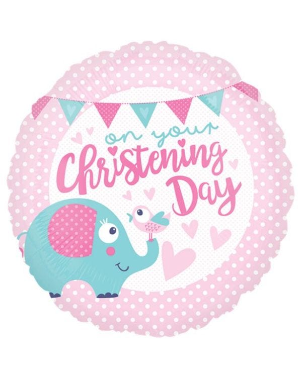 Pink Christening Day Balloon - 18&quot; Foil