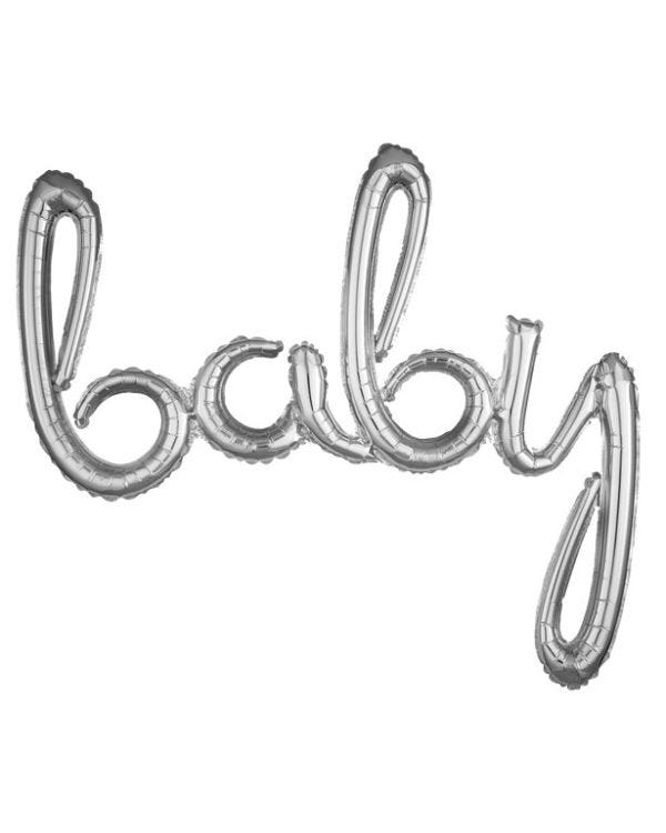 Silver Baby Phrase Balloon - 39&quot; Foil