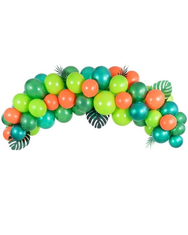 Green &amp; Orange Tropical Balloon Arch Garland - 60 Balloons