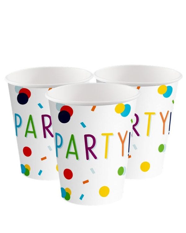 Confetti Birthday Paper Cups - 250ml (8pk)
