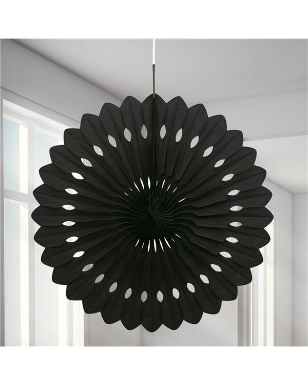 Black Paper Fan Decoration - 41cm