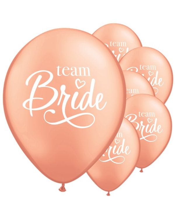 Rose Gold Team Bride Balloons - 11&quot; Latex (6pk)