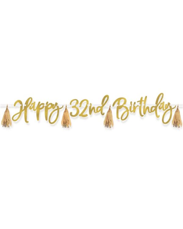 Metallic Gold Add-an-Age Happy Birthday Letter Banner - 2.74m