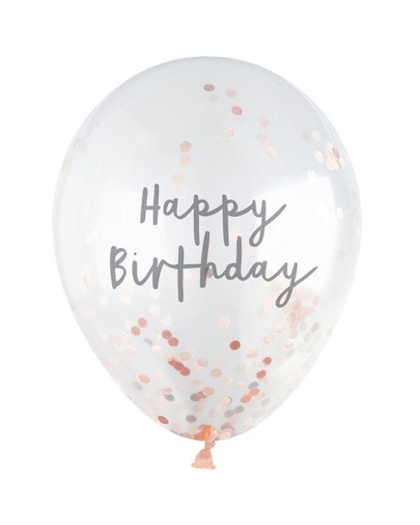 H.Bday R.Gold Conf Balloons 5p (Balloons) (5pk)