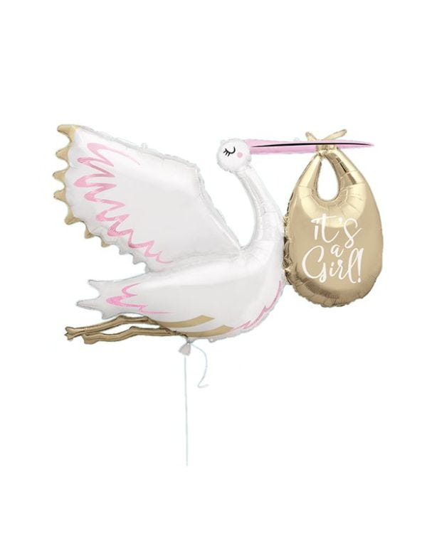 It&#039;s A Girl Stork Giant Balloon - 62&quot; Foil
