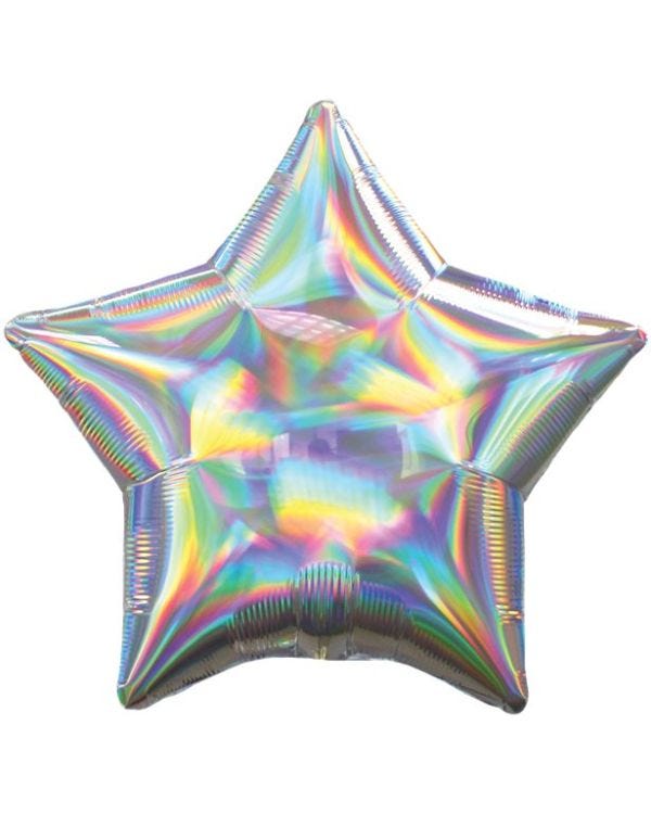 Silver Iridescent Star Balloon - 18&quot; Foil