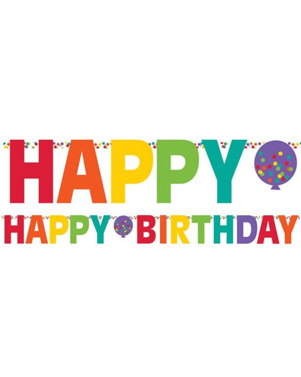 Rainbow &#039;Happy Birthday&#039; Large Paper Banner - 3.2m